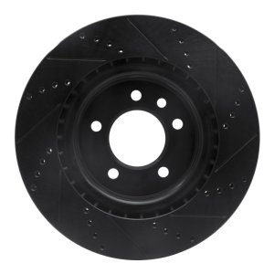 Land Rover Range Rover Sport Brake Rotor (1) - Rear Left - R1 Concepts - Drilled & Slotted - Black - `18-`20